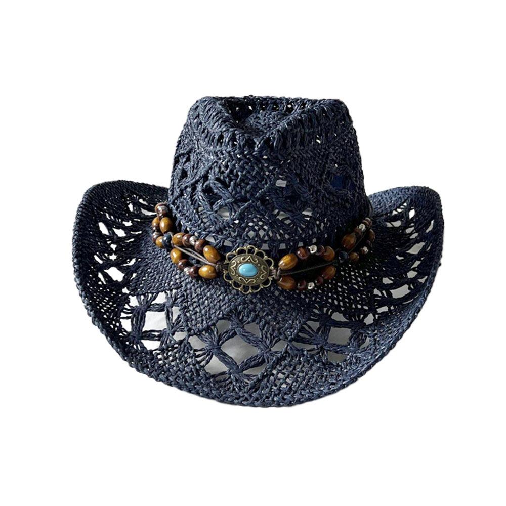 Straw Weave Sombrero Hat Hollow Out Western Cowboy Hats Bohemian Straw Hat  for Outdoor Holiday