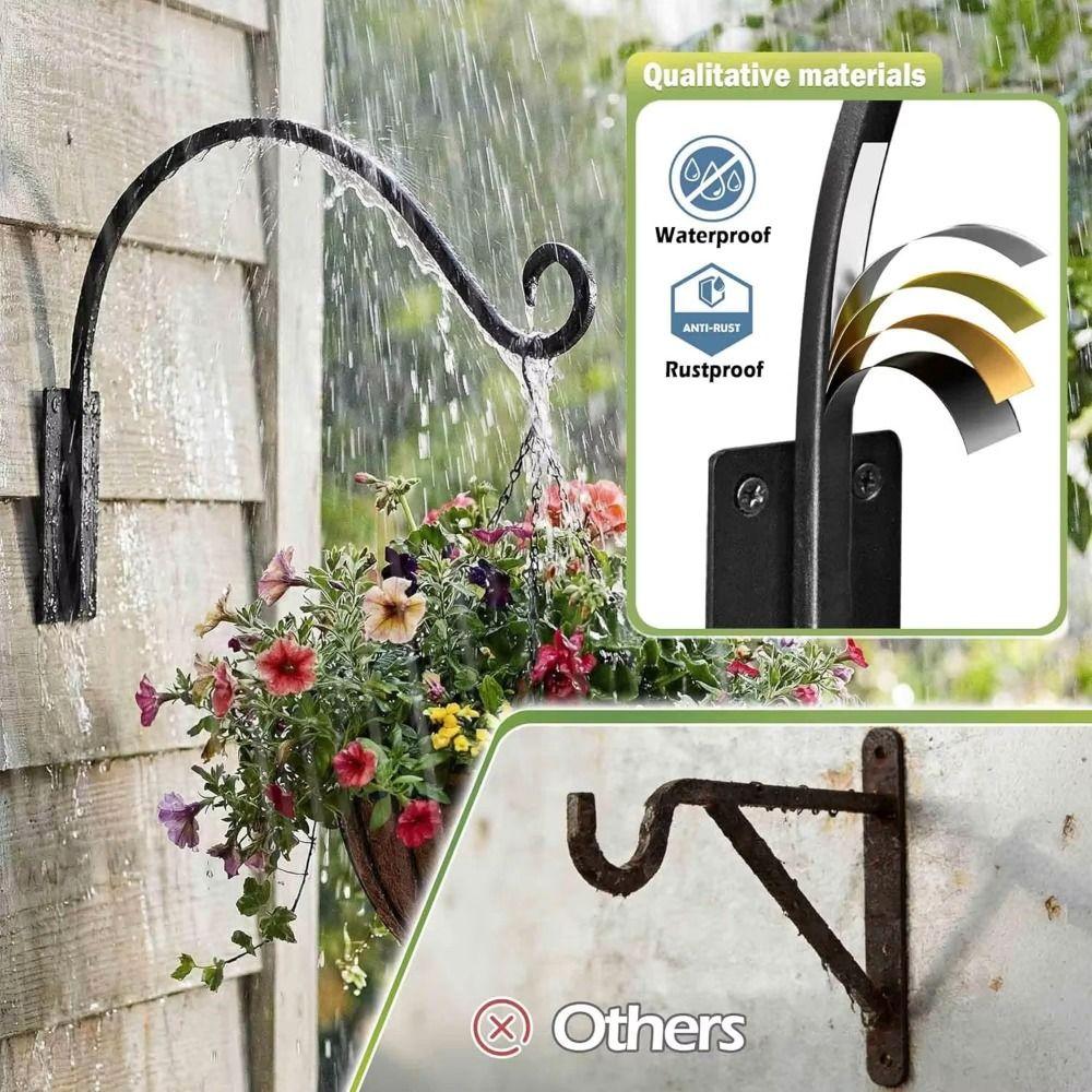 Iron Hanging Plant Hooks 16 Inch Wall Mount Hooks Hanging Bracket Plant Hanger Bracket Bird Feeder