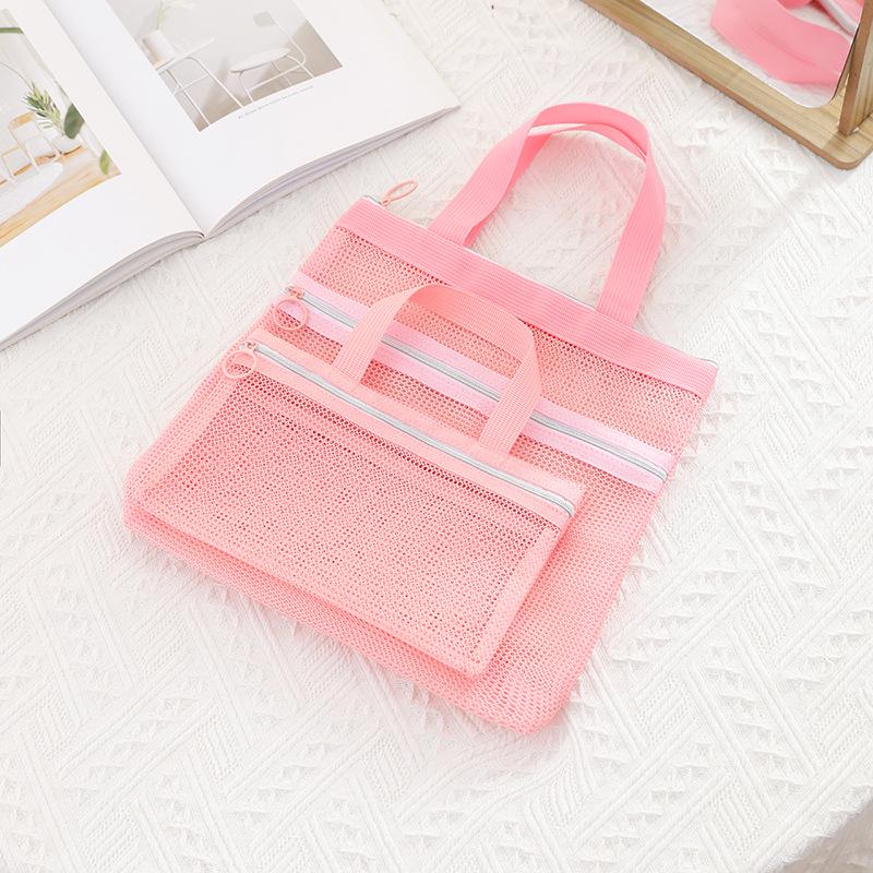 Geantă de înot portabilă din plasă cu buzunare multiple, poliester, de mână, organizator de plajă