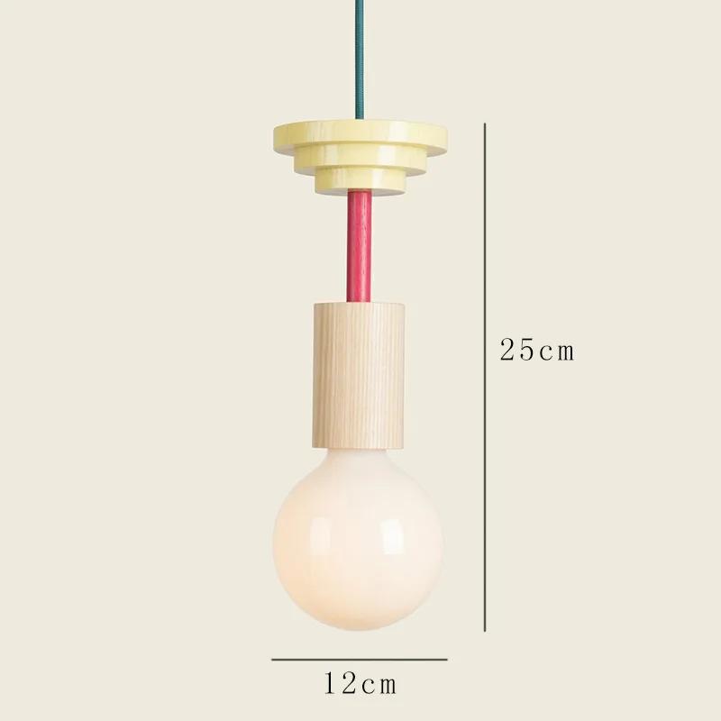 Simple Cartoon Colored Wooden Light Children's Room Bedside Lantern Led for Living Room Wall Switch Ceiling Lamps Chandelier