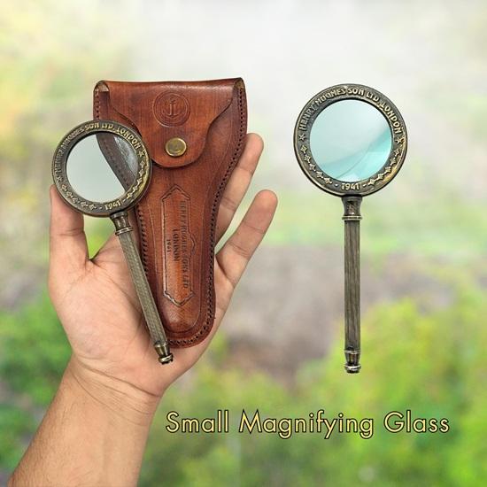 Set of 3 Henry London Brass Magnifying Glass Marine Style with Leather Case, Gift Wedding, Thanksgiving, Chinese New Year, Christmas