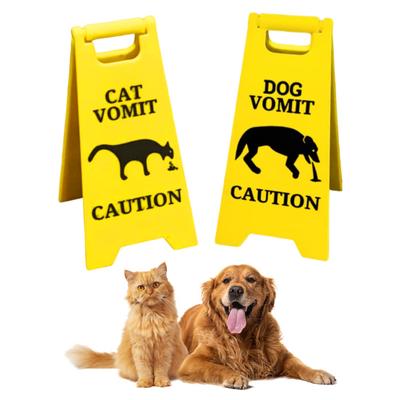 1/2Pcs Dog Cat Vomit Caution Sign Weather-proof Plastic Outdoor Garden Yard Lawn Pet Black Cat Vomit Warning Sign Bathroom Decoration