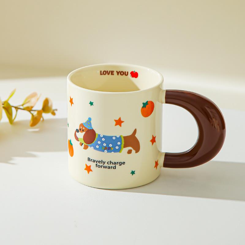 Dachshund Mug Girl Cute Household Drinking Cup New Coffee Breakfast Cup Couple Ceramic Cup