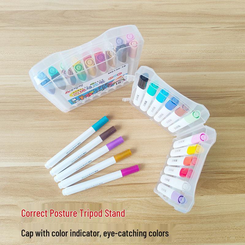 18-farbige Acrylmarker für Kinder - Mehrfarbige Stifte für Notizbücher, zum Ausmalen & Zeichnen