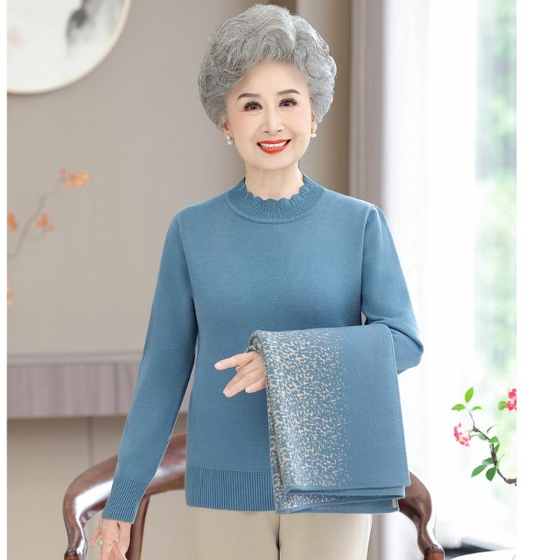 Chinese Women's Spring and Autumn New Bottoming Shirt, Two Mother Autumn and Winter Clothes Halved Coat Knitted Sweater Cardigan