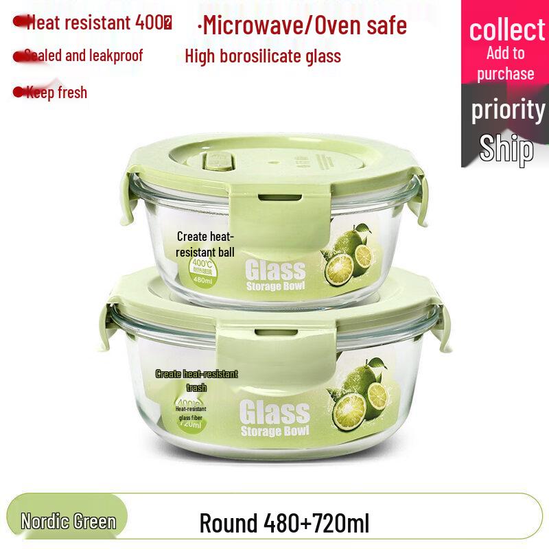Microwave-Safe Partitioned Glass Lunch Box
