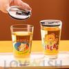 LoveWish Cartoon Glas Milchkännchen mit Strohhalm 440ml