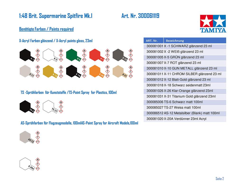 Tamiya 1/48 Masterpiece Aircraft Series No. 119 Supermarine Spitfire Mk.1 Plastic Model 61119