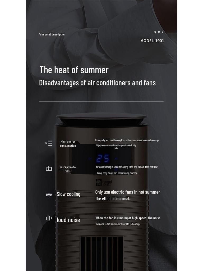 Water-Cooled Tower Fan with Remote Control and Leafless Design