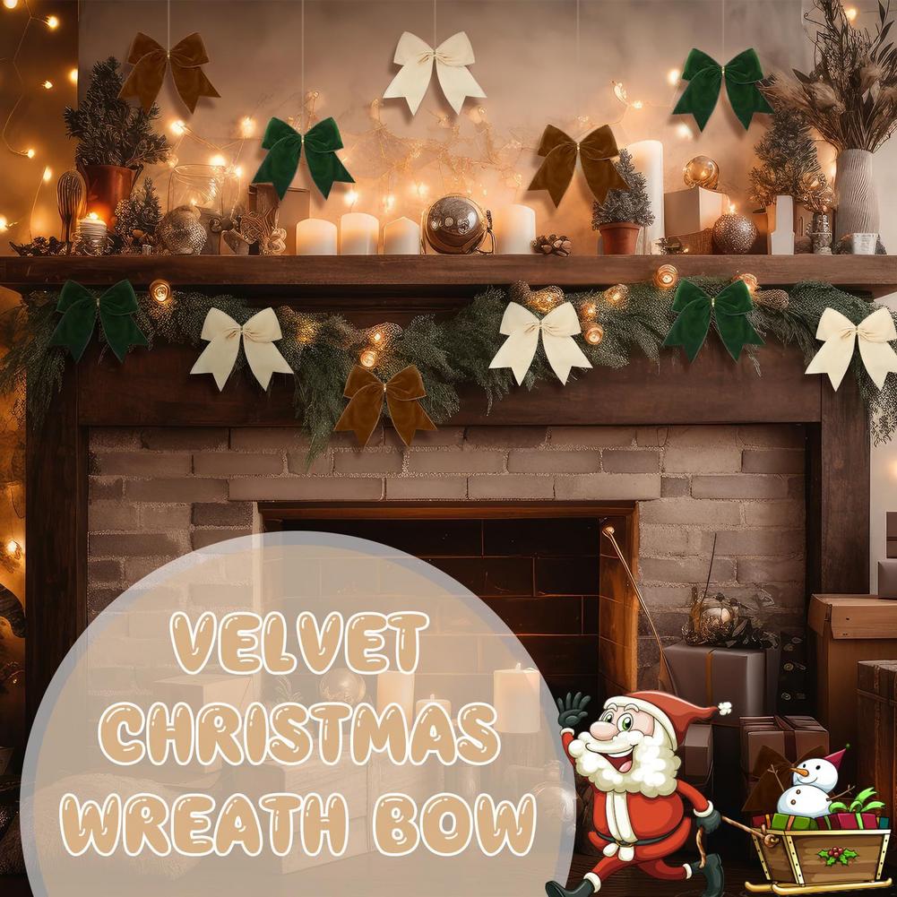3pcs Christmas Retro Velvet Ribbon 15cm Large Bow Party Wreath Festival Decoration Home Arrangement Christmas Tree Ornament