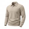 Men S Long Sleeve Waffle Knit Polo Shirt Loose Fit