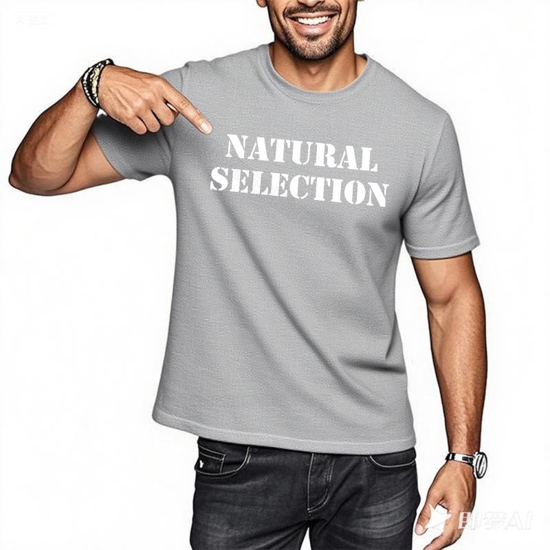 Man teeshirt Graphic Plus Size Tshirt Natural Selection Printed Text Summer Relaxed Fit Tshirt Cool Daily Wear Crew Neck