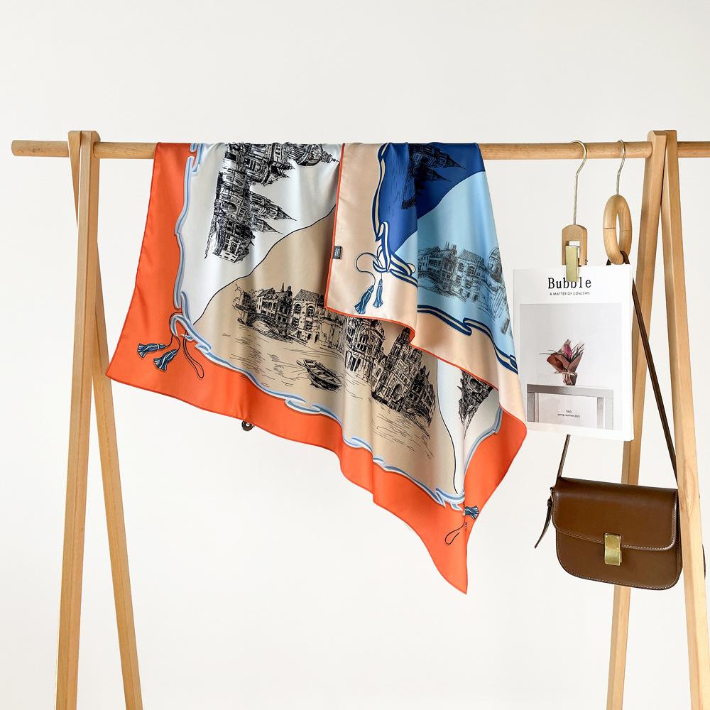 90*90Cm Square Scarf Twill Cotton Feeling Women Head Shawls And Wraps Luxury Print Neck Scarves Hijab Bandana Pashmina