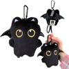 Ghost Wing Black Cat Plush Keychain Kawaii Plushie Animal Pendant Big-eyed Punk Bag Accessories Backpack Charm Couple Gifts