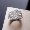 Best-selling fully set sapphire blue zircon ring, European and American women's exaggerated engagement ring