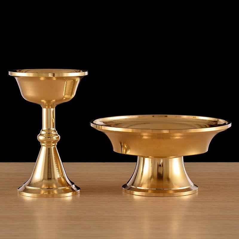 Gold Buddhist Guardian Cup Furnishing Copper Handicraft Polishing Tibetan Tribute Buddhism Holy Water Plate Home Gift Decorative
