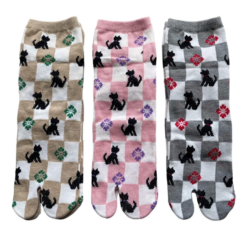 Mode Select Tabi Made In Short 3 Cotton Cute Cat Japanese Festival Set Women's Socks, Japan, Length, Pairs, Blend, Print, Pattern, Socks, 3-Pair
