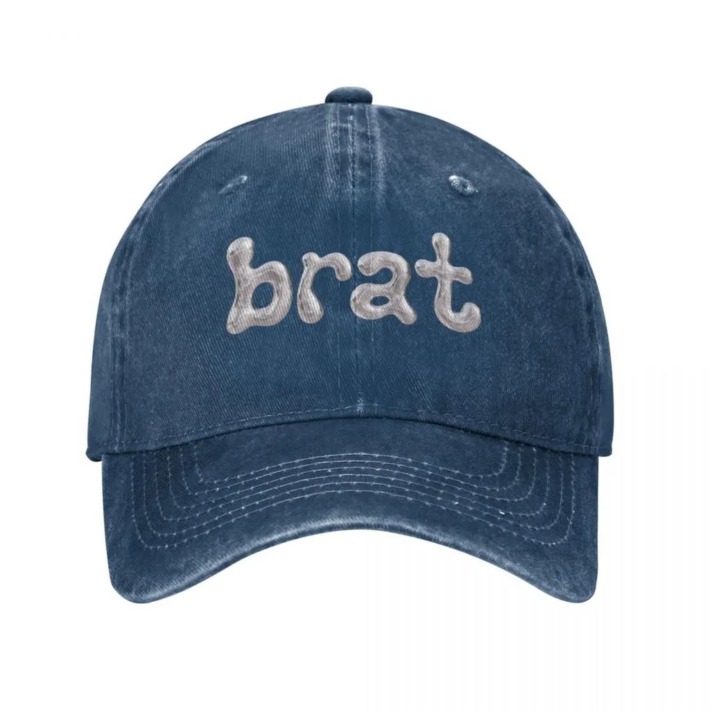 Vintage Charli XCX Brat Chrome Logo Baseball Cap Unisex Style Distressed Washed Sun Cap Outdoor All Seasons Travel Caps Hat