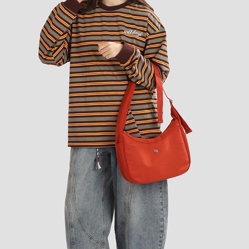 Solid Color Lightweight Shoulder Bag Women's Crossbody Bag Student Class Bag