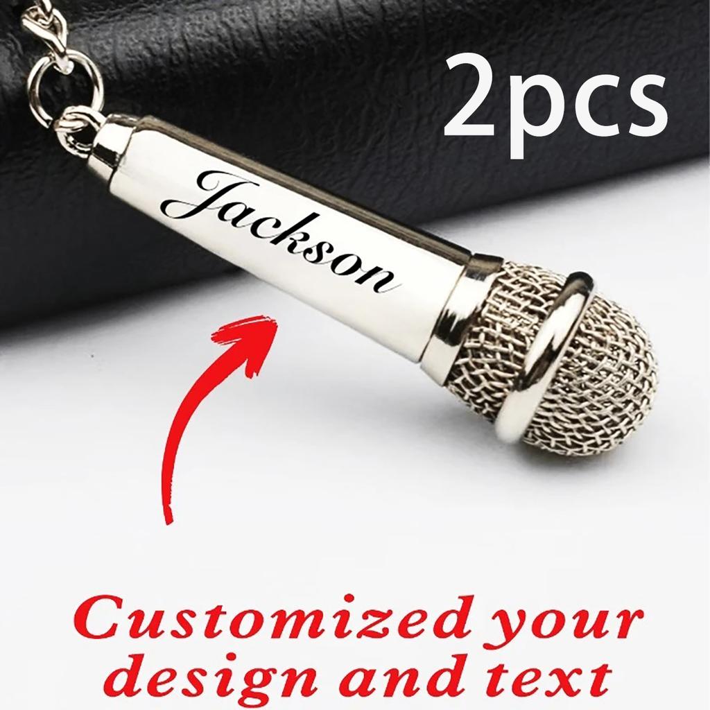 Custom Microphone Keychain, Personalized Engraving, Creative Mini Gift for Friends & Holiday Party Favors