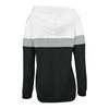 Women's Casual Drawstring Loose Long Sleeve Color Block Hooded Top
