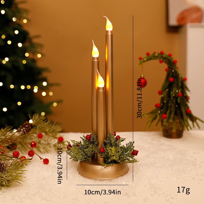 Battery Operated Flameless Led Candles , Christmas Props, Smooth Long Candles, Christmas Decorations, Atmosphere Ornament