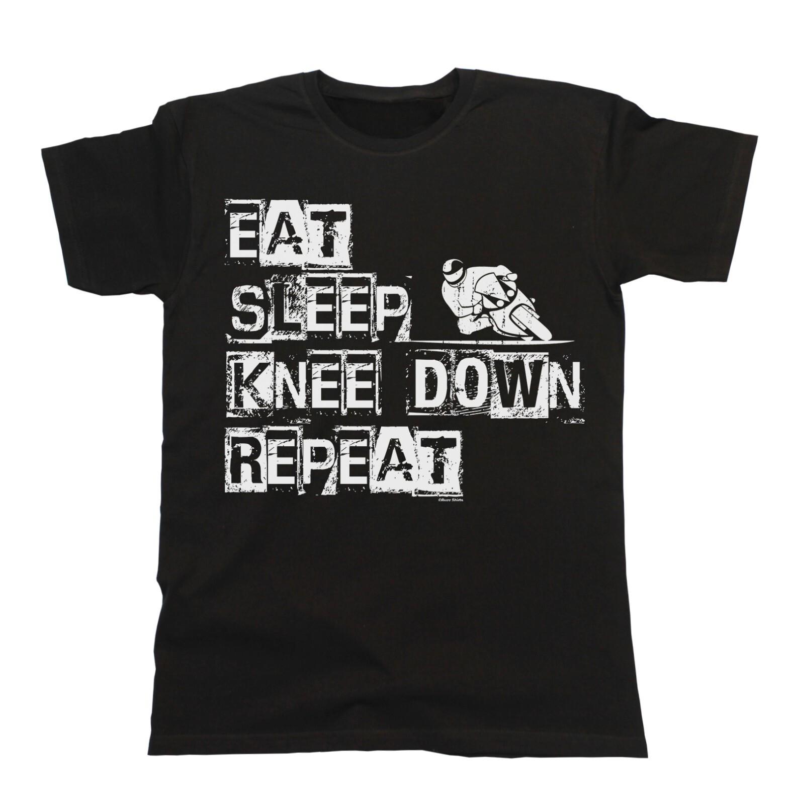 Eat Sleep Knee Down Repeat Mens Biker T-Shirt Motorbike Superbike Gift S разноцветный