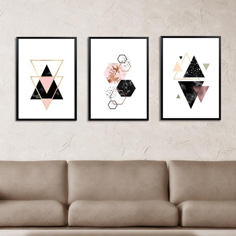 Nordische Dekoration Geometrische Wandkunst Leinwandmalerei Poster Dekoration Leinwandkunst Wandbilder Ungerahmt für Wohnzimmer Schlafzimmer Dekor Poster