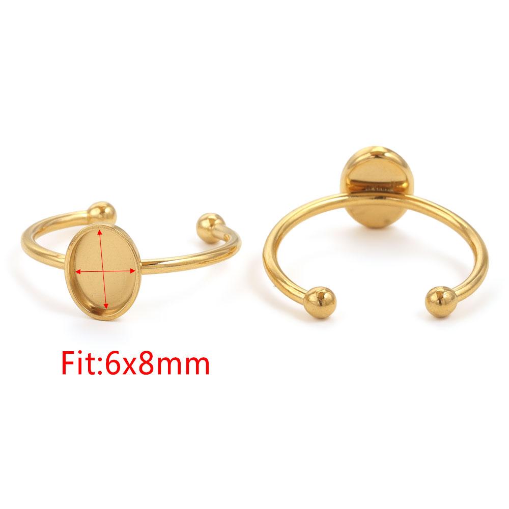 10 Stück Verstellbare Edelstahl Offene Ringfassungen Leere Basis Fassung Cabochon Ringe Für Schmuckherstellung DIY Fingerring Leere