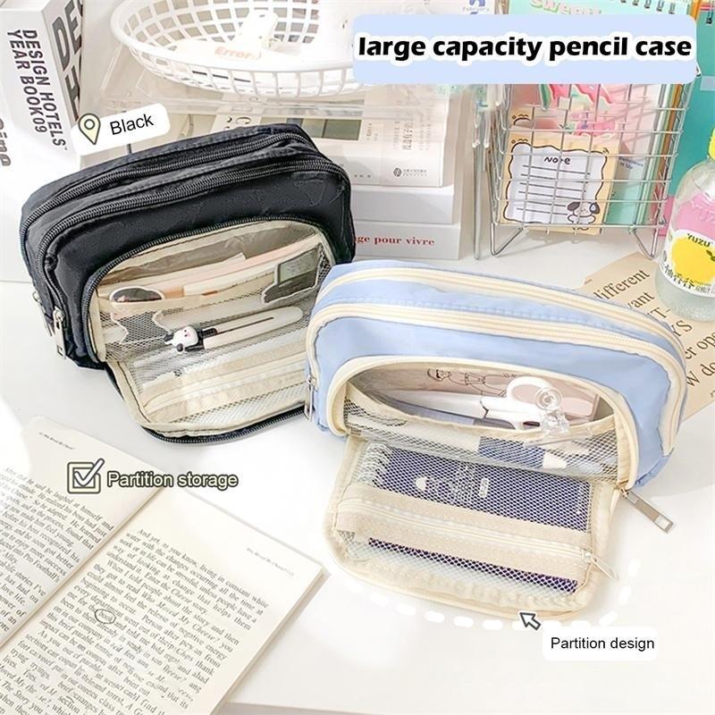 Large Capacity Pencil Bag Aesthetic School Case Korean Stationery Holder Bag Children Pen Case Boys Girl Students School Supplies