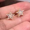 Luxury Female Small White Zircon Stone Star Stud Earrings Vintage Gold Color Wedding Party Gift  For Women