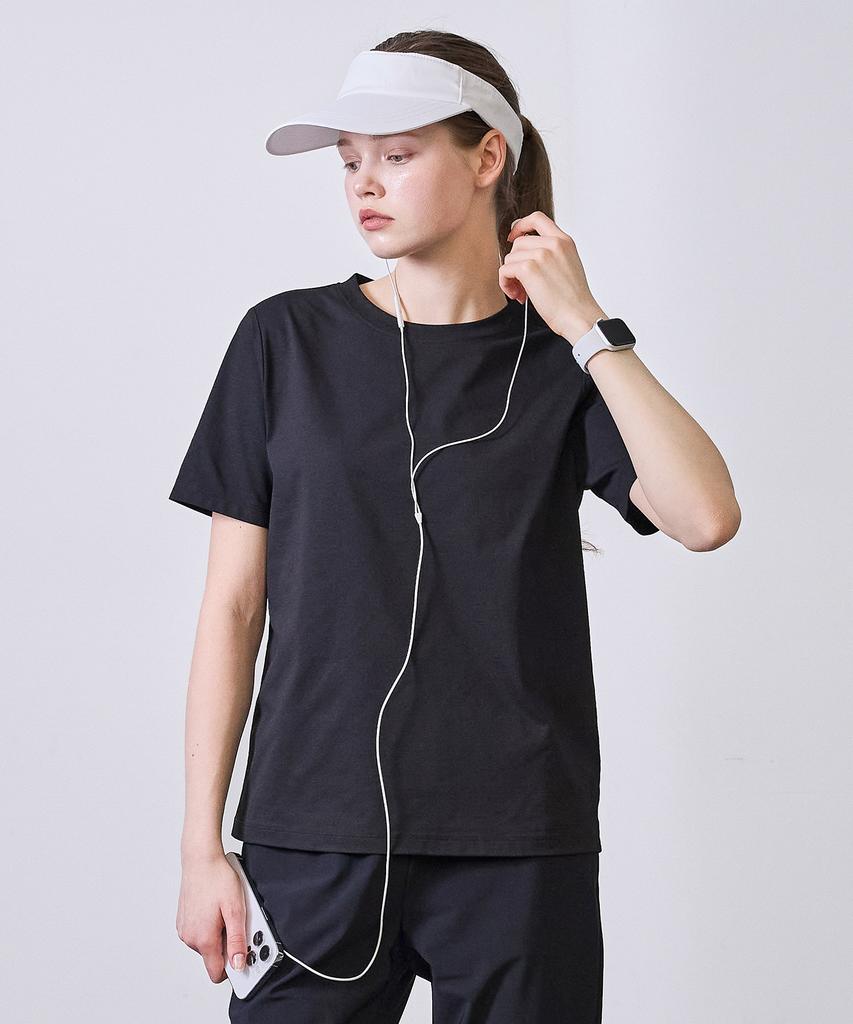 BASIC HOUSE Women'S Breathable Sorona Regular Fit Plain Short Sleeve T-Shirt Black
