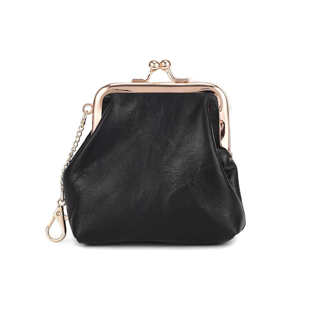Retro clip change bag women's European and American, first layer oil wax cowhide Ins small earphones coin bag storage bag
