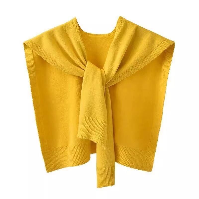 Autumn knitted shawl women's thin outer with small vest, spring and autumn knitted sweater with shoulder scarf