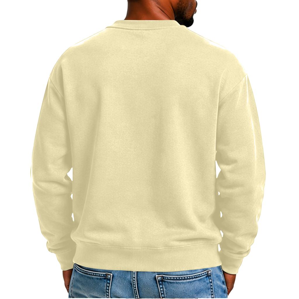 Men's Color -Lined Long Sleeve Neck Sweatshirt with Pocket for Fall and Winter