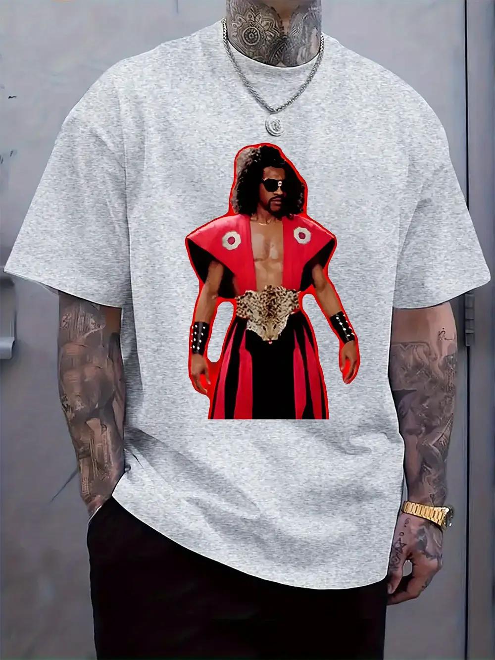 Graphic Print Short Sleeve T-shirt - Bold Character Design XXL