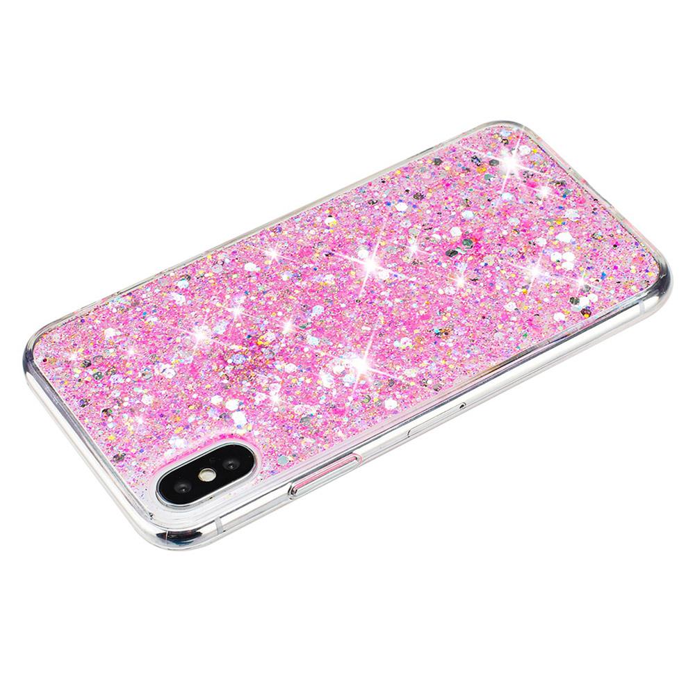 

For iPhone X/XS Max Cell Phone Cover Sparkle Epoxy Drop Proof TPU Case Pink
