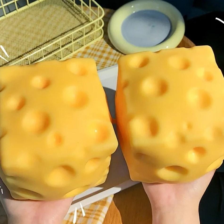 New Giant Cheese Squishy Toy Super Large Slow Rebound Stress Relief Moldable Squeeze Ball Fidget Toy Gift For Adults Kids