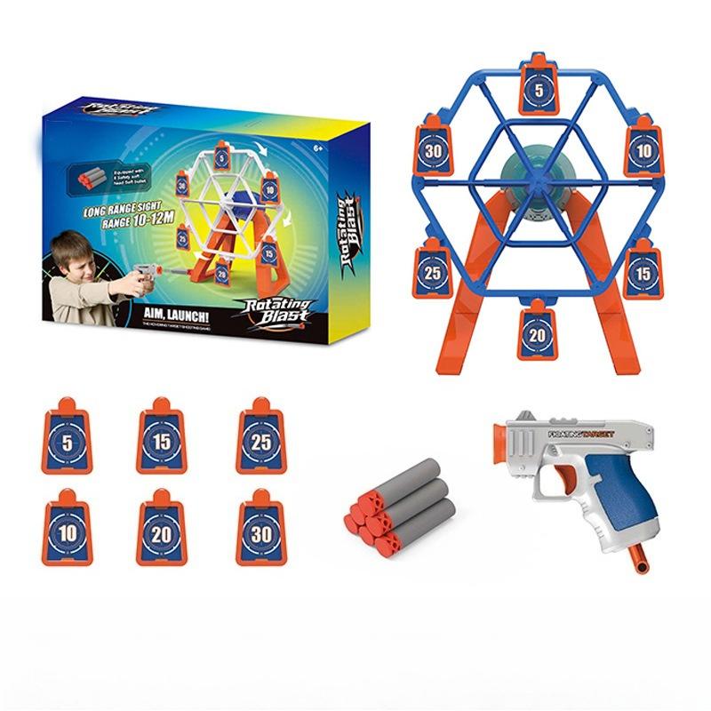 Soft Bullet Toy Gun Electric Rotating Target Manual Gun Pistol Toy Target Toy Set Sport Toy Gun Gift