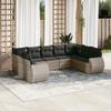 Vidaxl 9-Cz. Set di Mobili da Giardino con Cuscini, Grigio, Polyrattan
