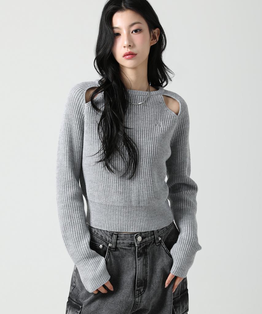 AVANDRESS Ribbed Cut-Out Knit Ivory