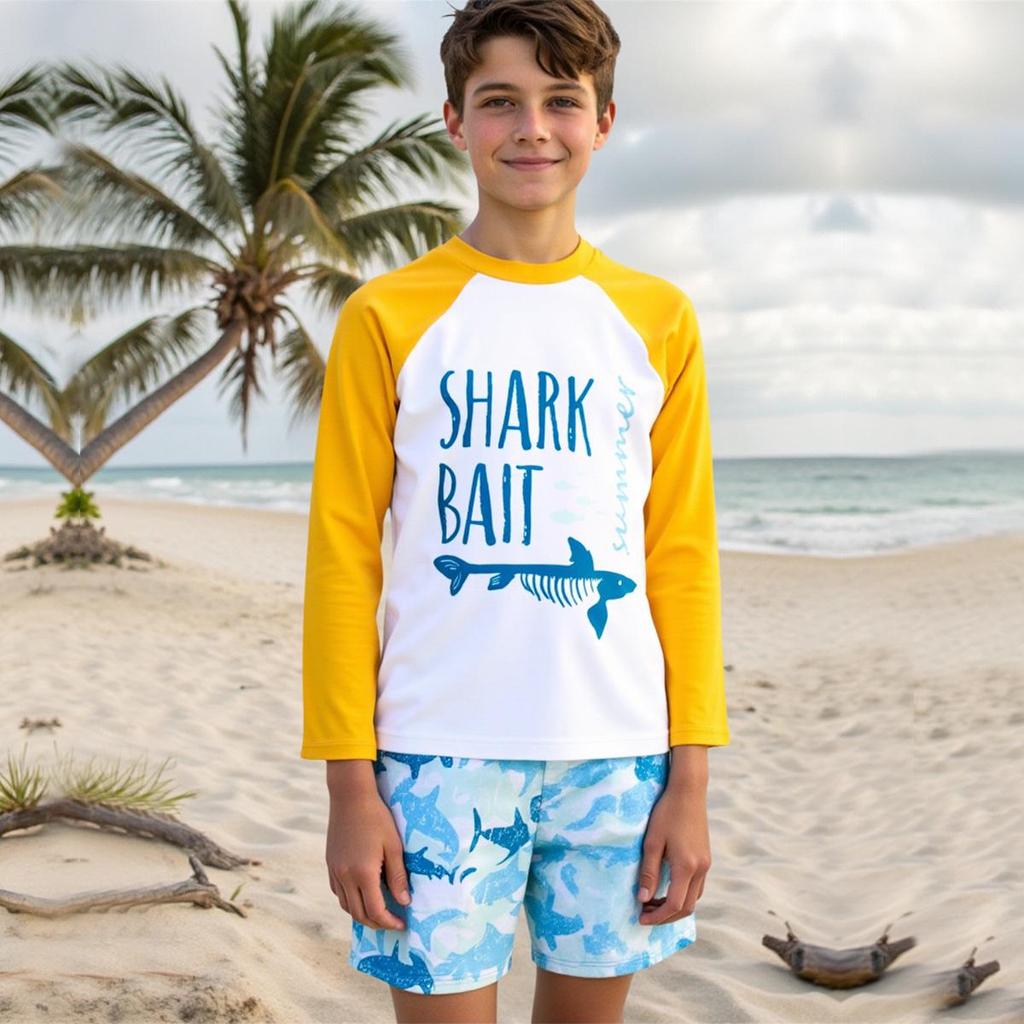 2025 Boys' Quick-Dry Split Swimsuit - Long-Sleeved Beach Sunscreen