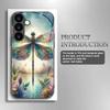Dragonfly pattern tempered glass phone case suitable for Samsung GalaxyS26 S25 S24 S23 S22 S20FE/Ultra/Plus anti drop back cover
