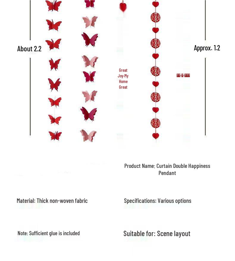 Wedding Room Decoration Set: Bride & Groom's Bedroom, Door & Bedside Décor with Double Happiness Theme