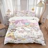 3pcs Sanrio Hello Kitty and Friends Printed Quilt Set - Includes 1 Quilt Cover and 2 Pillowcases, Machine Washable - Suitable for All Seasons.W10