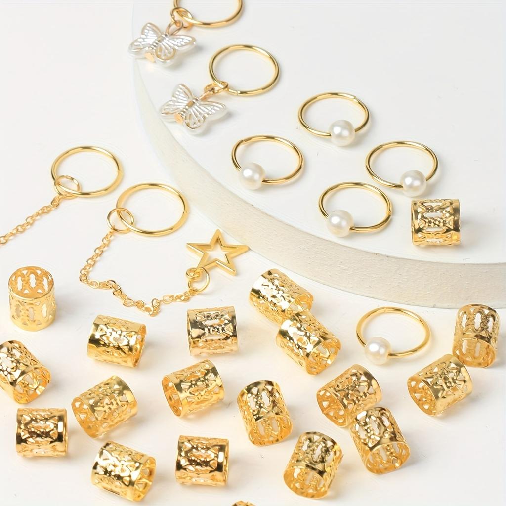 28Pcs Hair Braids Cuffs Hair Charms Dreadlock Jewelry Braid Jewelry Braid Rings Braid Decorations Jewelry For Hair Dreadlock
