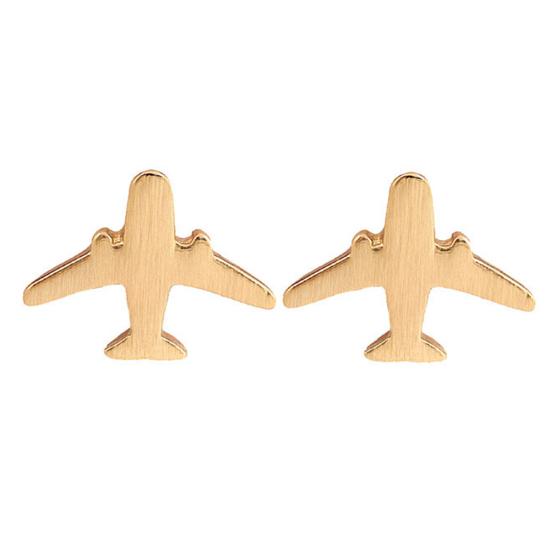 

Unique Women Airplane Ear Studs Girls Silver Plated Aircraft Earrings Gifts золотистый
