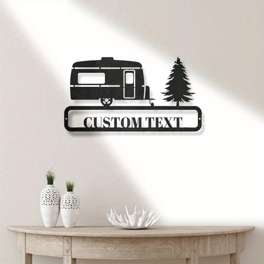 Vintage Tree Metal Wall Art RV Travel Trailer Sign Black Metal Sculpture Camping Decor