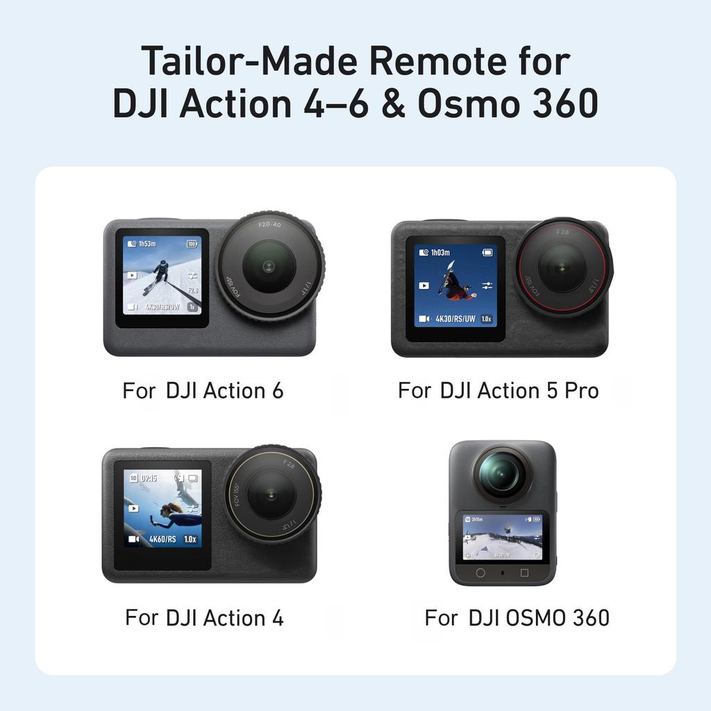 60M Bluetooth Remote Control For DJI OSMO Action 6 / 5Pro / Action 4/OSMO 360 Camera Accessories With Wrist Strap Screen Display