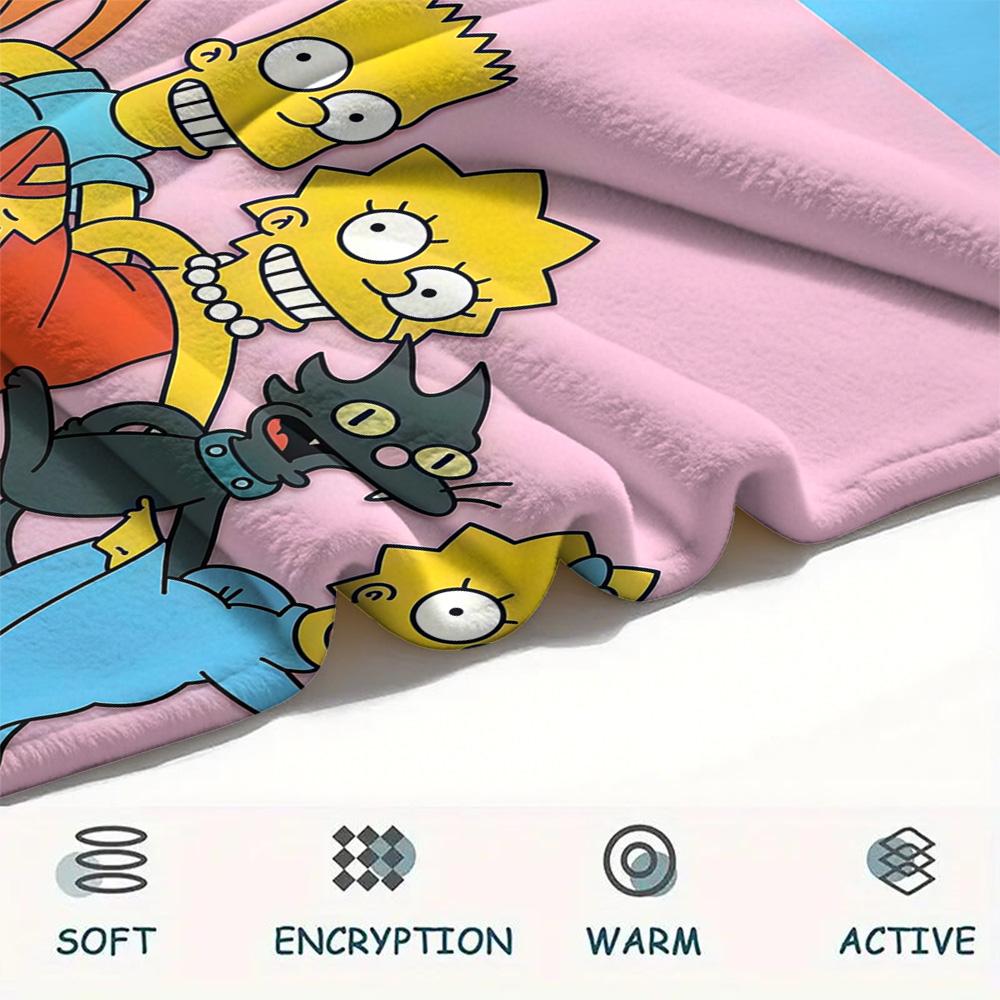 The Simpsons Flannel Blanket, High quality Comfortable for All Seasons, Home Decor, Warmth and Comfort